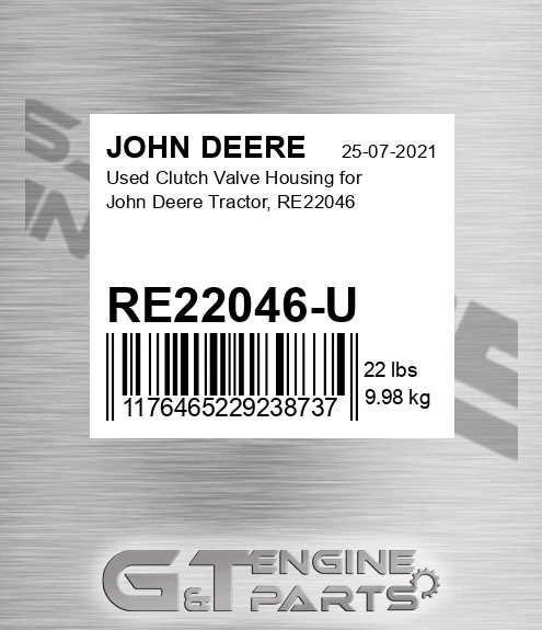 RE22046-U Used Clutch Valve Housing For Tractor, Re22046 for JOHN DEERE