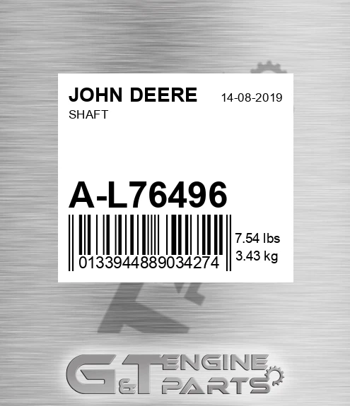 A-L76496 Shaft for JOHN DEERE