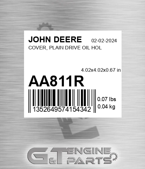 AA811R Cover, Plain Drive Oil Hol for JOHN DEERE
