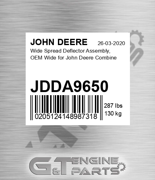 JDDA9650 Wide Spread Deflector Assembly, Oem Wide For Combine for JOHN DEERE