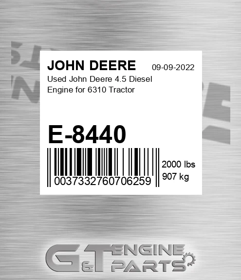 E-8440 Used 4.5 Diesel Engine For 6310 Tractor for JOHN DEERE