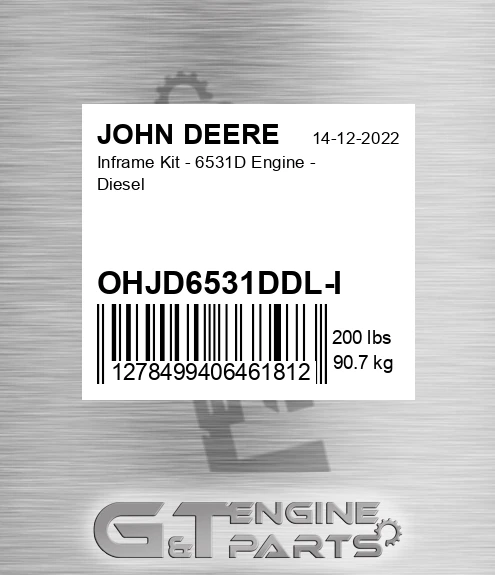 OHJD6531DDL-I Inframe Kit - 6531d Engine - Diesel for JOHN DEERE