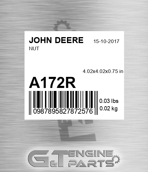 A172R Nut for JOHN DEERE