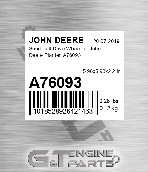 A76093 Seed Belt Drive Wheel For Planter, for JOHN DEERE