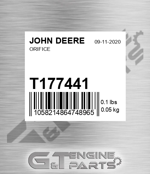 T177441 Orifice for JOHN DEERE