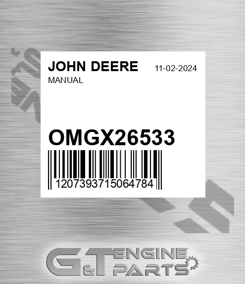 OMGX26533 Manual for JOHN DEERE
