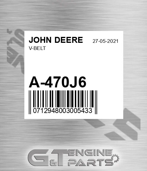 A-470J6 V-belt for JOHN DEERE