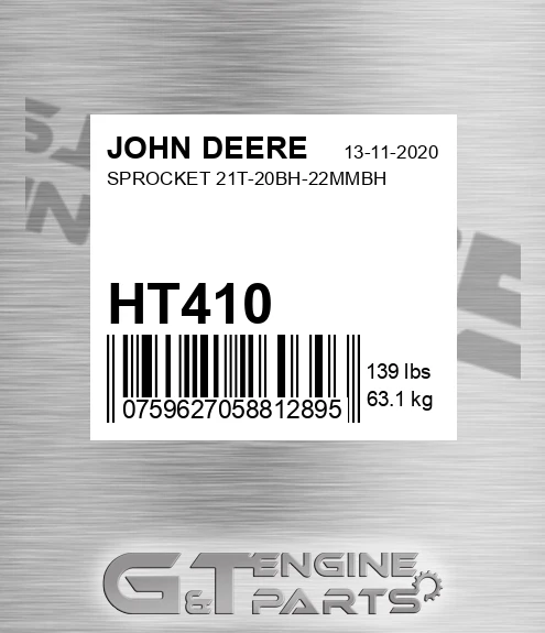 HT410 Sprocket 21t-20bh-22mmbh for JOHN DEERE