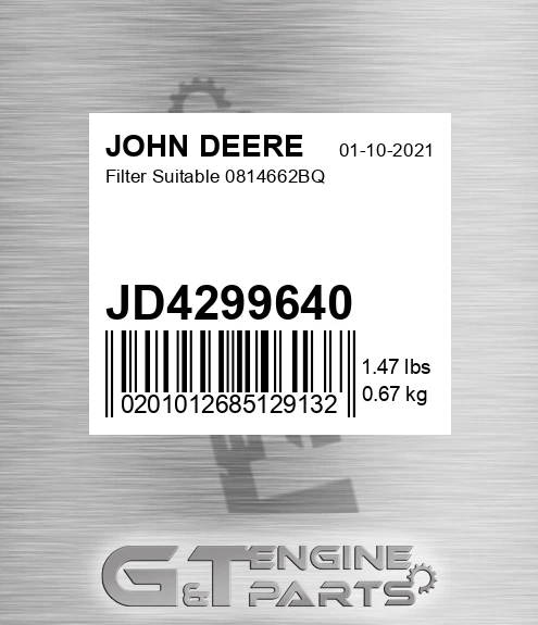 JD4299640 Filter Suitable 0814662bq for JOHN DEERE