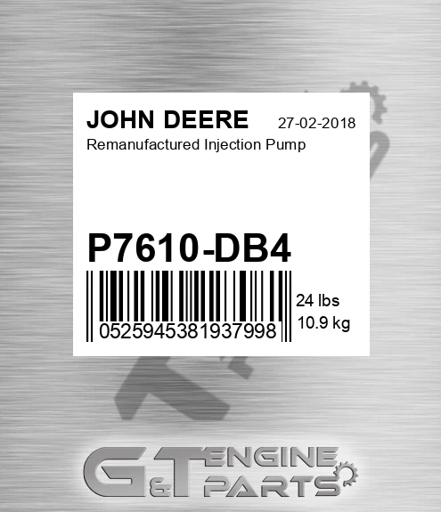 P7610-DB4 Remanufactured Injection Pump for JOHN DEERE