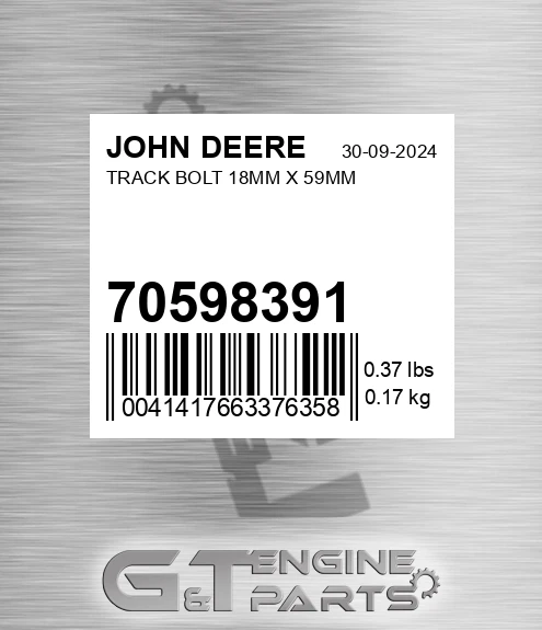 70598391 Track Bolt 18mm X 59mm