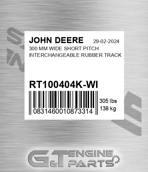 RT100404K-WI 300 Mm Wide Short Pitch Interchangeable Rubber Track