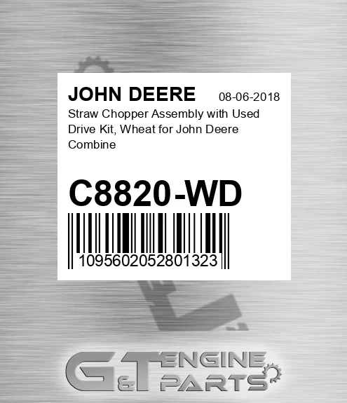 C8820-WD Straw Chopper Assembly With Used Drive Kit, Wheat For Combine for JOHN DEERE