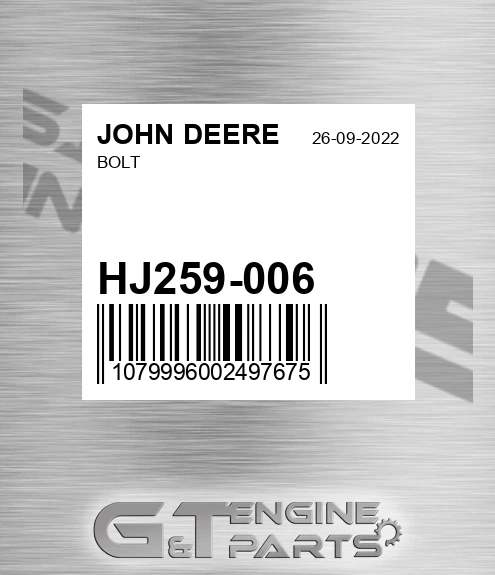 HJ259-006 Bolt for JOHN DEERE