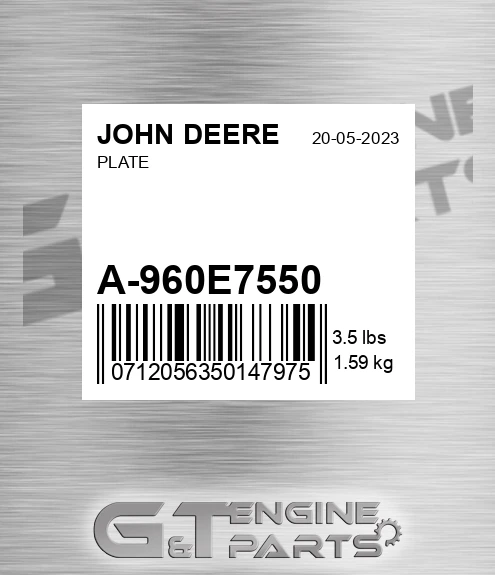 A-960E7550 Plate for JOHN DEERE
