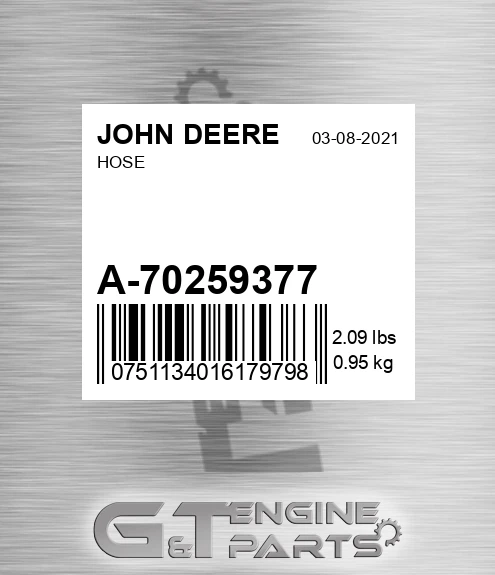 A-70259377 Hose for JOHN DEERE