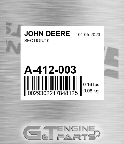 A-412-003 Section/10 for JOHN DEERE