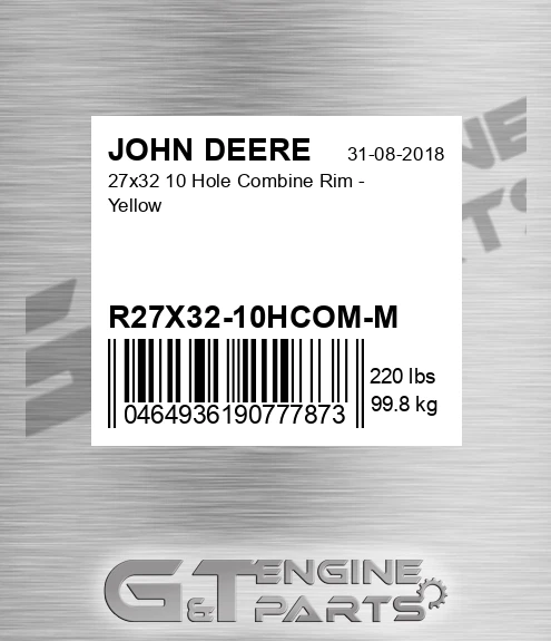 R27X32-10HCOM-M 27x32 10 Hole Combine Rim - Yellow for JOHN DEERE