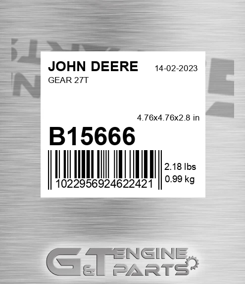 B15666 Gear 27t for JOHN DEERE