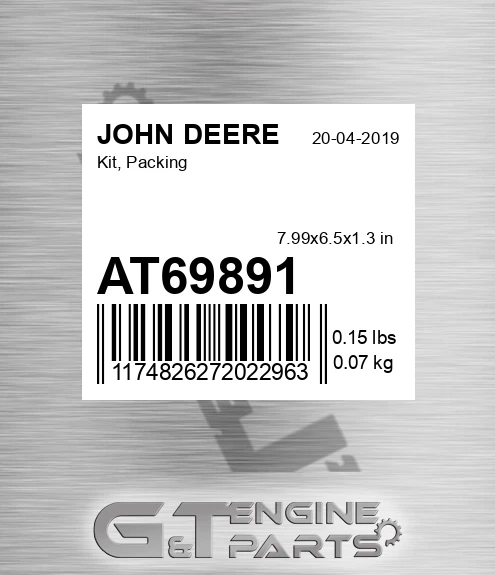 AT69891 Kit, Packing for JOHN DEERE