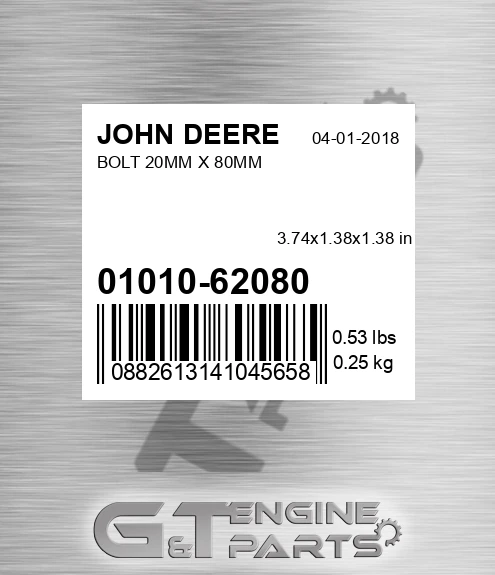 01010-62080 Bolt 20mm X 80mm
