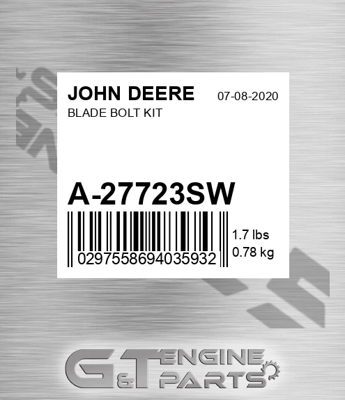 A-27723SW Blade Bolt Kit for JOHN DEERE