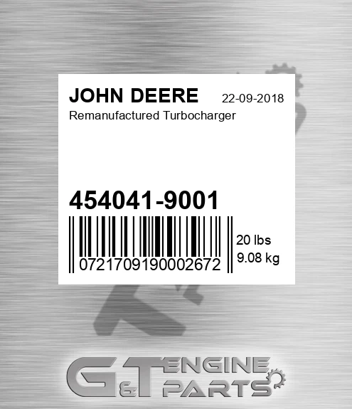 454041-9001 Remanufactured Turbocharger for JOHN DEERE