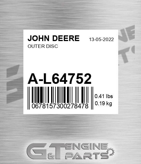 A-L64752 Outer Disc for JOHN DEERE