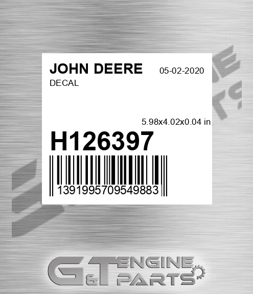 H126397 Decal for JOHN DEERE