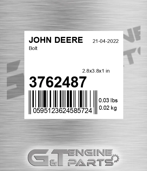 3762487 Bolt for JOHN DEERE