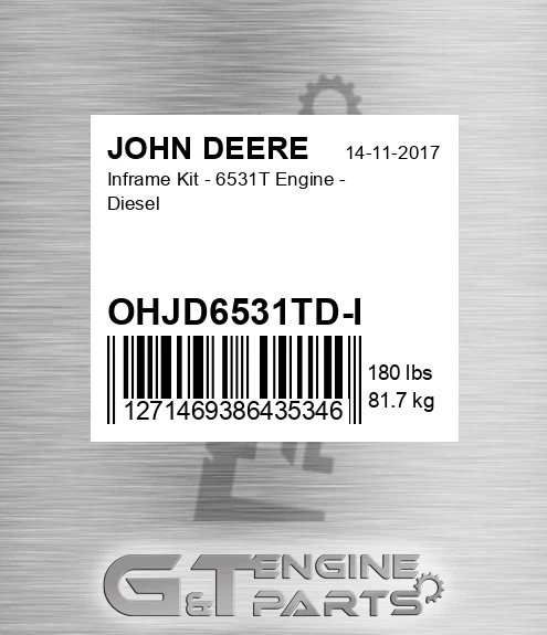 OHJD6531TD-I Inframe Kit - 6531t Engine - Diesel for JOHN DEERE