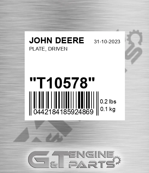 T10578 Plate, Driven for JOHN DEERE