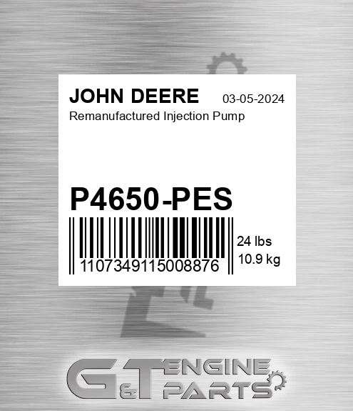 P4650-PES Remanufactured Injection Pump for JOHN DEERE