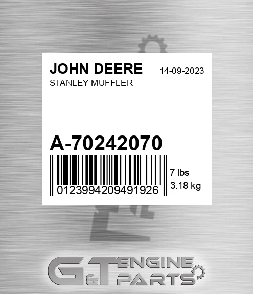 A-70242070 Stanley Muffler for JOHN DEERE