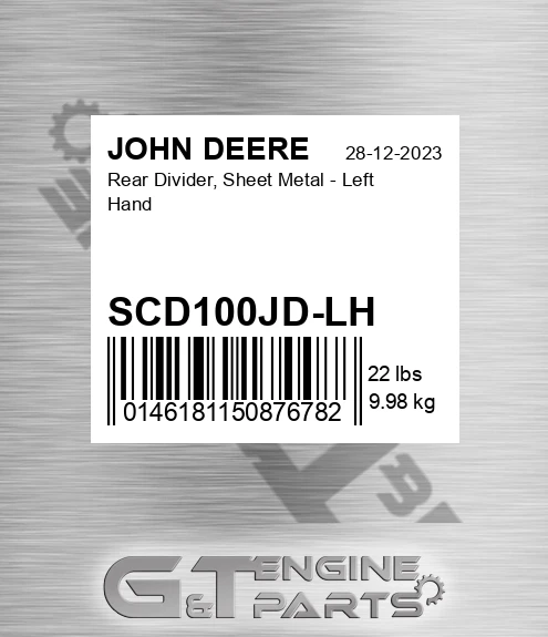 SCD100JD-LH Rear Divider, Sheet Metal - Left Hand for JOHN DEERE