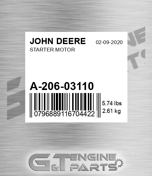 A-206-03110 Starter Motor for JOHN DEERE