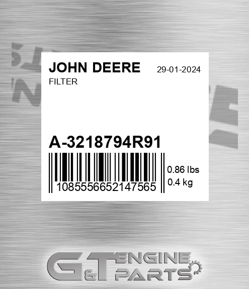A-3218794R91 Filter for JOHN DEERE