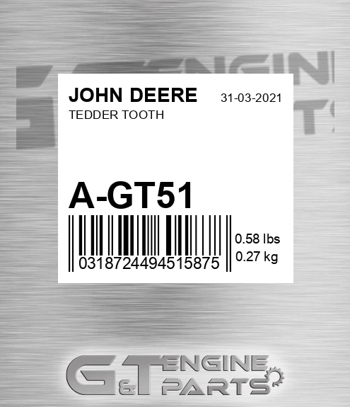 A-GT51 Tedder Tooth for JOHN DEERE