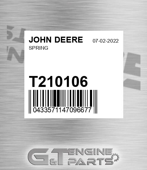 T210106 Spring for JOHN DEERE