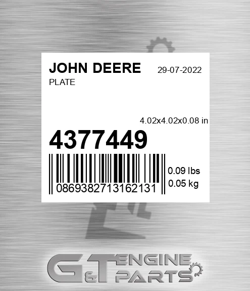 4377449 Plate for JOHN DEERE