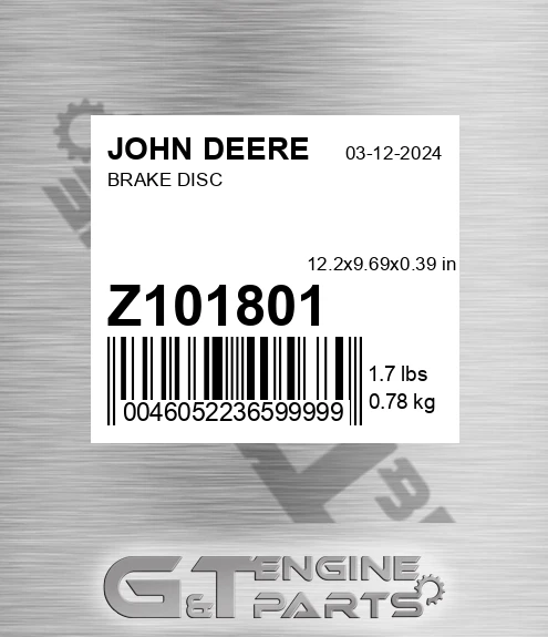 Z101801 Brake Disc for JOHN DEERE