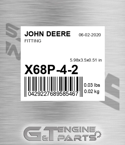 X68P-4-2 Fitting for JOHN DEERE