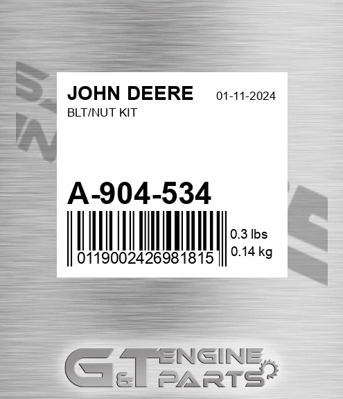 A-904-534 Blt/nut Kit for JOHN DEERE