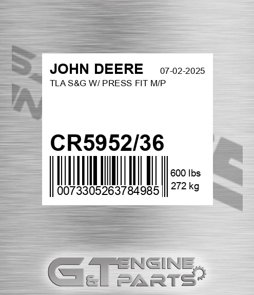 CR5952/36 Tla S&g W/ Press Fit M/p for JOHN DEERE