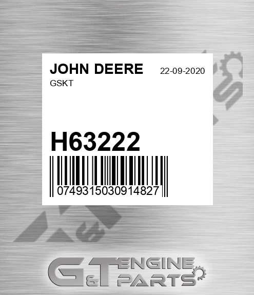 H63222 Gskt for JOHN DEERE