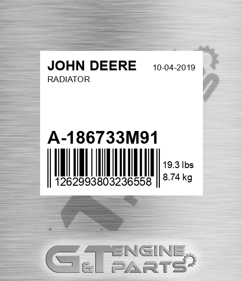 A-186733M91 Radiator for JOHN DEERE