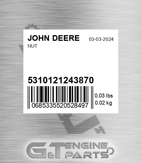5310121243870 Nut for JOHN DEERE