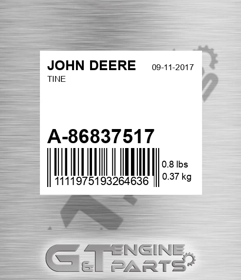 A-86837517 Tine for JOHN DEERE