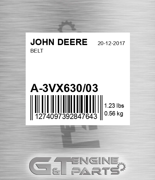 A-3VX630/03 Belt for JOHN DEERE
