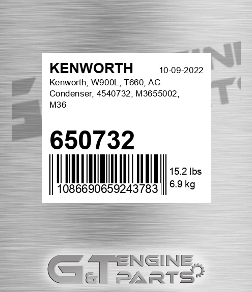 650732 KENWORTH Kenworth, W900l, T660, Ac Condenser, 4540732, M3655002, M36